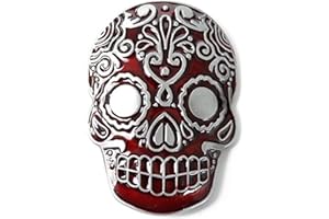 LKMY Novelty Artistic Western Skull Belt Buckle,Alloy Cowboy Unisex Belt Buckles (red)