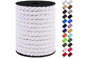 LEREATI Corda Macrame 10mm x 23m, Filo Macrame Corda Cotone Colorata, Macramè Filo Cordino per Borse Uncinetto, Artigianato Fai-Da-Te, Arazzo da Parete, Decorazioni (Bianco)