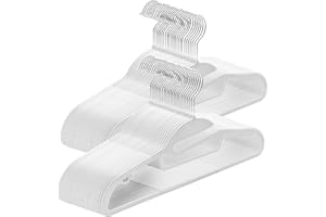 ABHENG Perchas de Plástico, 50 Unidad, Apertura en Forma de U, Perchas con Revestimiento de Goma, Resistentes, Antideslizantes, Gancho Giratorio 360º, 41.5 x 0.5 x 22.5 cm, Blanco APY0450W