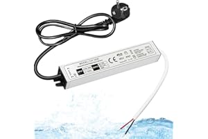 BQWEUN Transformator LED 12 V 30 W, wodoszczelny transformator LED z wtyczką, stałe napięcie LED zasilacz 12 V, możliwość ściemniania, zasilacz sieciowy, transformator niskiego napięcia do taśm LED, lamp LED