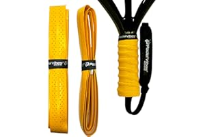 Padel Vibes® BOLD ComfortMax™ Overgrip | Perforated, Ergonomic Overgrips for Padel, Tennis, Badminton, Squash, Racketball | Sweat-Absorbing, Anti-Slip, Durable (3, Golden Yellow)