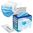 QUARANT Melt Blown - SMMS Fabric 3 Ply Disposable Face Mask with Nose Clip and Reusable Travel Pouch (Blue, Pack of 100) for Unisex