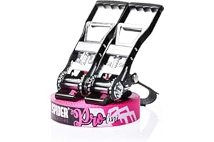 SPIDER SLACKLINE TKS02 - Slackline Kit Pro Line - 2X Tendeur XL à Poignée Ergonomique, Sac de Rangement - Slackliners Intermédiaire et Expert - Sangle Longueur 25 m