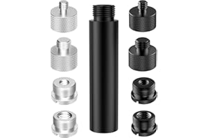 Homeet 9 Stück Mikrofon Gewinde Adapter 5/8" auf 3/8" und 5/8" auf 1/4" mit 76mm Mikrofonständer Verlängerung Stange, Mic Stand Gewindeadapter