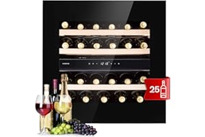 ‎KLARSTEIN Klarstein Einbau Weinkühlschrank, Kleiner Getränkekühlschrank Schmal, 2 Zonen Weinkühlschrank mit Glastür, Indoor/Outdoor Beersafe, Kühlschrank Klein mit LED-Lichter, 5-20°C, 25 Flaschen