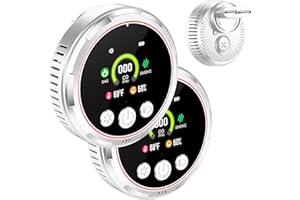 5IN1 Plug in Rauch & Kohlenmonoxid-Detektor & brennbare Erdgas-Kombination Built-in Backup-Batterie HD-Bildschirm [Rauch CO Gas Temp Feuchtigkeits-Sensor] für Home Hotel RV HD13-CGS (weiß 2 Stück)