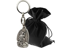 Lunexus Porte-clés Saint Christophe - Ange gardien pour voiture et moto - Béni - patron automobile - Porte-bonheur - Cadeau pour pèlerins, argenté, 9,5 cm