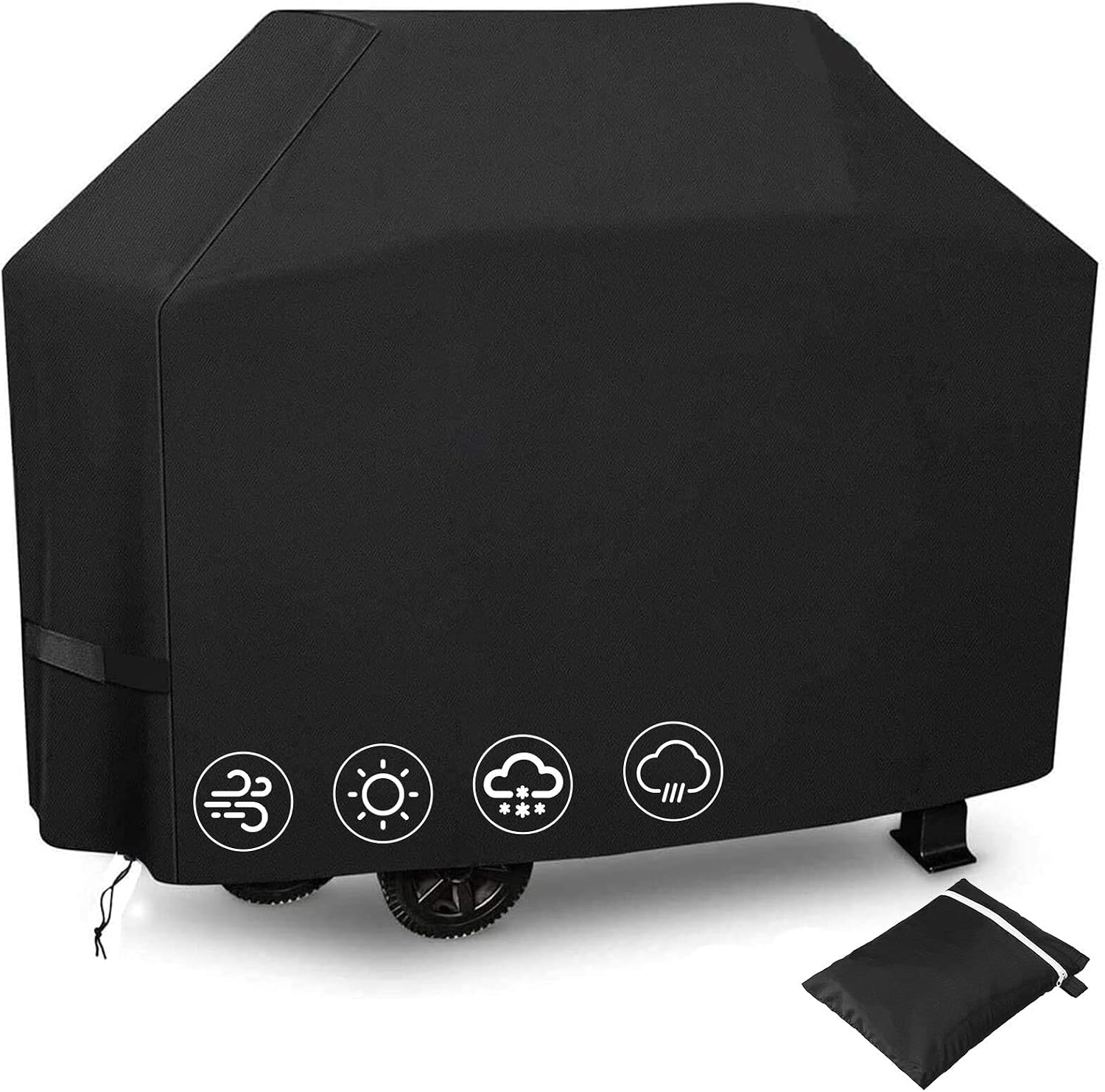 Funda para Barbacoa, 147x61x117cm Funda Barbacoa Impermeable, Fabric Funda BBQ Cubierta para parrilla de barbacoa Duradera Anti-viento Anti-UV Anti-humedad, Negroo