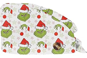XYYYHTL Antipolvere Donna Cappello Cuffie Chirurgiche per Infermiera Dottore Infermiera Cuoco cosmetologi Cappello con Stampa Natalizia Cuffia Chirurgica con Fascia Regolabile