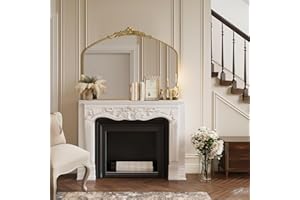 G-LEAF Barock Gold Antik Spiegel, Vintage Wandspiegel mit Bogenform im Französischerstil für Badezimmer, Schlafzimmer, Wohnzimmer & Flur Kamin Wanddeko, 76.2cm x 101.6(H) cm