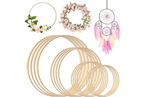 ECLIPSEGUARD 16 Stück Bambus Floral Hoop, Ringe zum Basteln 4 Größen 8/10/15/20 Makramee Ringe, Holzringe zum Basteln, Holz Bambus Blumenkranz für DIY Traumfänger Hochzeitskranz Dekor und Wandbehang Handwerk
