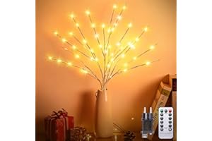 Kinamy Albero Led, Set di 3 Albero Luci Led Rami, 60 LED 8 Modalità di Luce con Spina, Rami Luminosi Natalizi, con Telecomando e Timer per Natalizie, Thanksgiving, Pasquali