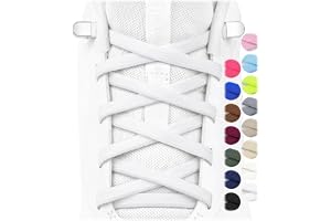 Stepace 2 par platta elastiska skosnören utan knutar, 6 mm självlåsande snörning med metallspänne för barn, vuxna, sneakers och sneakerskor