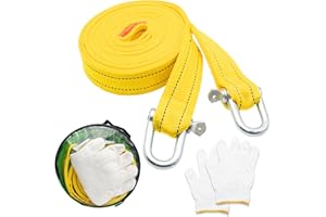 HTRTRR Cinghia da Traino 5 m Alta Resistenza con 2 Ganci di Sicurezza – Fune di Traino Universale in Poliestere per Auto, SUV, Fuoristrada e Furgoni – Portata 5 T, Gialla