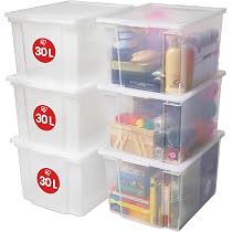 Tribello Set Di 2 Contenitori In Plastica 12,5 Litri Con Coperchi A Scatto, 49x30,5x15,2 Cm, Colorati, Made In EU