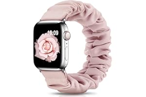 DigiHero Compatible for Apple Watch Straps Scrunchie 40mm 42mm 44mm 41mm 38mm 45mm 46mm, Soft Printed Elastic Solo Loop Straps Women Compatible with iwatch Series 11 10 9 8 7 6 5 4, SE 3 2 1,Pink