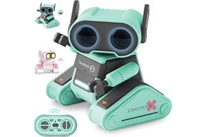 Pmgud Roboter Kinderspielzeug, Ferngesteuerter Roboter mit Musik wiederaufladbarer RC Roboter Spielzeug Geschenk für Jungen und Mädchen ab 3 Jahre - Mintgrün