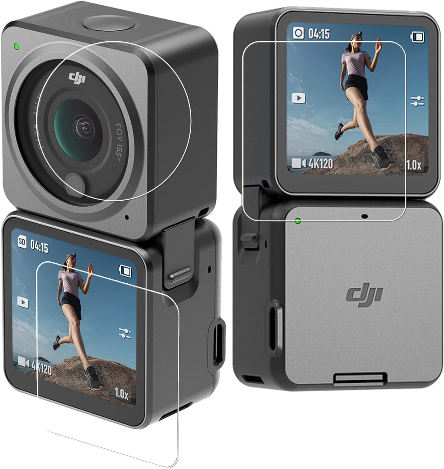 Action Pro Tempered Glass Compatible with DJI Osmo Action 2 Camera, 9H Hardness Hd Clear, Anti-Scratch, High Definition Front & Back Screen Protector (Pack of 3)