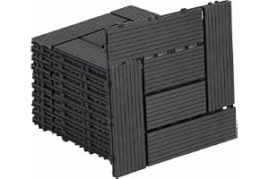 Fiqops 33 stycken WPC terrassplattor, 30 x 30 cm WPC-kakel, balkong golvplattor med klicksystem, balkongplattor i träutseende, terrassbrädor, vattentäta för terrass, för 3 m²