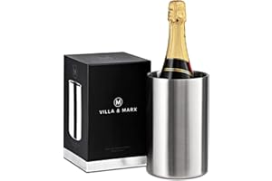 Villa & Marx Enfriador de Botellas de Vino - Champañera de Acero Inoxidable Térmica con Doble Pared - Cubitera para Champagne, Cava, Blanco y Tinto