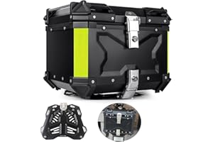 CCACHE Motorrad Topcase Alu Reisen Motorradkoffer Helmkoffer Wasserdicht Top Case Gepäckträger Koffer 45L 55L 65L 80L 100L Heckkasten Aufbewahrungsbox Für Roller, Mofa, Quad, Mit Platte (Color : Black, Siz