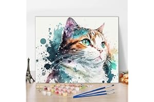 TISHIRON DIY Katze Malen nach Zahlen Erwachsene Anfänger mit Pinseln und Acrylpigmenten Tiere Erwachsene Malen nach Zahlen Kits auf Leinwand Ölmalerei Kunsthandwerk für Zuhause 40 x 50 cm(rahmenlos)