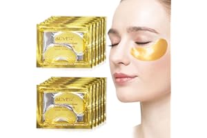 PEPHUCA Maschera per Gli Occhi al Collagene in Gel di Cristallo Oro 24K 25 paia, Antietà e Rughe, Crema Idratante, per Rimuovere Borse Sotto Gli Occhi, Occhiaie, Occhi Gonfi