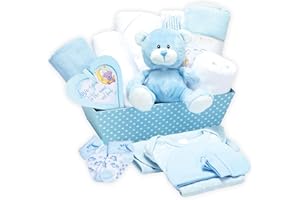 Baby Boy Hamper – 17-Piece Newborn Gift Set with Plush Teddy | Ideal for Baby Showers, Christenings & New Parents | Baby Box Shop UK