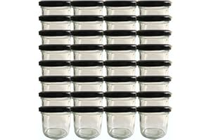 hocz Sturzgläser Set | Menge 50 Stück | Füllmenge 125 ml | mit Schraub-Deckel Deckelfarbe | Marmeladengläser Einmachgläser Einweckgläser (Schwarz, 50 Stück)