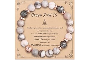 VIVAJOY 60th 50th 40th 30th 21st 18th 16th Birthday Gifts for Women - Teacher Gifts for Women, Graduation Gift for Her, Natural Stone Bracelet with Message Card for Sister, Daughter, Daughter, Teacher
