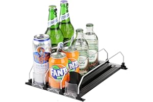 Kevsuvqin Selbstschiebender Dosen Organizer Kühlschrank Organizer Dosenspender Kühlschrank, Automatischer Fridge Organizer mit Verstellbarer Breite für Getränke Bier Soda (Fasst 12 Dosen - Schwarz)
