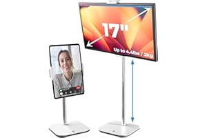 COOPER TabStand Support iPad de bureau 20" de hauteur, support moniteurs portables jusqu’à 17" (2 kg), support tablette bureau, fixation tablette, compatible iPad Samsung Kindle Fire Android (Blanc)