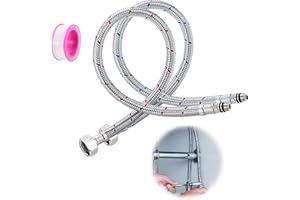 NOLACE 2 Stück Wasserhahn Schlauch G3/8 x M10 Anschlussschlauch Armatur Verlängerung 80cm Flexschlauch Verlängerung Panzerschlauch mit Dichtungsband Wasserhahn Anschlussschlauch 3/8 Zoll für Mischbatterie