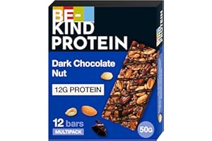 BE-KIND Protein Barretta Proteica al Doppio Cioccolato Fondente, Snack Proteico senza Glutine, 12 gr di Proteine, 12 Unità, Confezione da 1