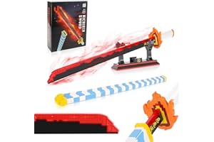 QLT QIAOLETONG Demon Slayer Schwert Cosplay Animes Rengoku Kyoujurou Katana?Klemmbausteine Bausteinen deko Geschenk für Erwachsene und Jungen ab 6-16 mit Scheide Halterung(Schwert 792 pcs)