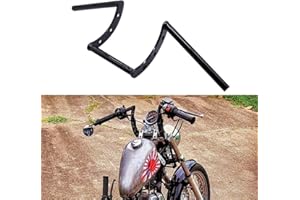 JFG RACING Motorrad Lenker 22 mm,Z Lenker Universal für Drag Custom Bobber Chopper Cruiser Softail Dyna Sportster-Schwarz