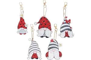 QOOSIKICC 5 Pezzi 5D Fai da Te Pittura Diamante Portachiavi, DIY Diamond Painting Kit, Pittura Diamante Strass Ricamo Portachiavi Ciondolo per Artigianale Regalo Decorazione - Natale