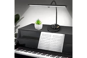 Pianoljus, uppgraderad LED-pianolampa för stor/upprätt och digitala pianon, musikstativlampa med justerbar svanhals, automatisk avstängningstimer, 5 färglägen dimbar och USB-laddningsport ögonvård