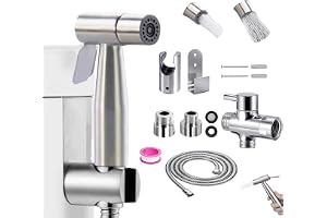 Bidet-handdusch, dubbel växel dubbel läge handhållen bidéspray rostfritt stål spray med 124-cm-slang och hållare, inkluderar