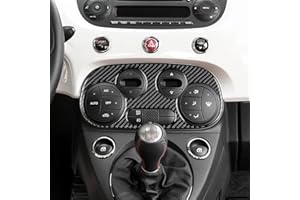 KUNGKIC for Abarth 595 2012-2023 Fiat 500 2008-2023 Accessorries Carbon Fibre Interior Trim Car Air Conditioning Control Panel Cover Decoration Decal Self-Adhesive Auto Parts RHD (Black, TypeB)