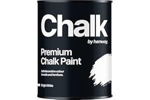 HEMWAY Chalk Paint Bright White Furniture Paint 1L, Matt Finish Shabby Chic, Chalk Furniture & Walls, Quick Dry & 1 Coat