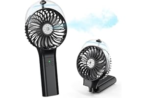 COMLIFE Handheld Misting Fan Portable Hand Fan-Mini Rechargeable Battery Operated Fan, Foldable Personal Travel Fan with Cooling Humidifier and Colorful Nightlight for Camping, Office, Outdoor (Black)