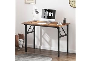 SogesHome SH-AC5FB-100 - Tavolo pieghevole per PC, scrivania da ufficio, postazione di lavoro per casa e ufficio, tavolo da conferenza, 100 x 60 x 75 cm, rovere vintage e nero, SH-AC5FB-100