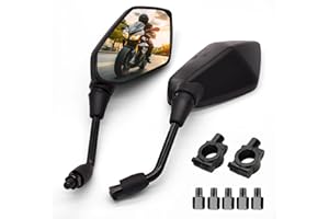 Heart Horse Rétroviseurs Moto Universel Lot de 2 Rétroviseurs Moto avec Embouts de Guidon 7/8" 22mm, Rétroviseurs Latéraux de Moto avec Boulon 10mm et 8mm Compatible avec Moto Scooter ATV Bicyclette