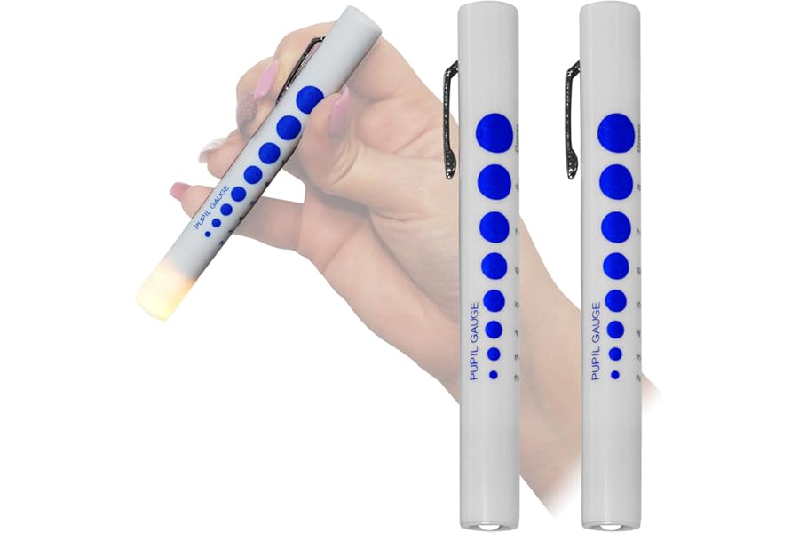 Qualicare First Aid Pupil Gauge Doctors Nurses Medical Pen Light Torch Twin Pack