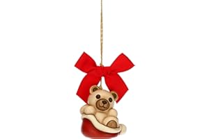 THUN - Addobbo Natalizio Teddy Piccolo - Ceramica - Linea Natale - Living, Arredare la Casa - 4,5x3,7x4,8 cm h