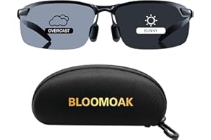Bloomoak Photochromic Driving Glasses - Photochromism & Polarization |Adjustable Nose Pad |Non-Slip Temple - For Sunny & Cloudy Day Driving |Fishing |Golf |Reduce Glare |UV400 Eyes Protection