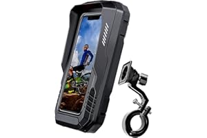 WACCET Support Téléphone Moto Etanche, Universel Support Téléphone Vélo Moto Scooter avec écran Tactile TPU/ID Visage Rotation à 360° Support Telephone Velo VTT pour Smartphone 4,0-6,7"