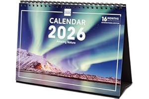 Finocam - Calendario da tavolo 2026 Layout mensile Gennaio - Dicembre 2026 + Sett. - Dic. 2025 (4 mesi) ridotto | Calendario 2026 | Immagini Nature - Internazionale