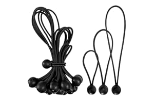MOSNOW Lot de 15 tendeurs en Caoutchouc avec Boule de 10 cm + 15 cm + 20 cm + 15 cm + 20 cm - Tendeur en Caoutchouc pour bannières,Boucles d'extension, tendeurs de bâche, Tente en Caoutchouc (Noir)